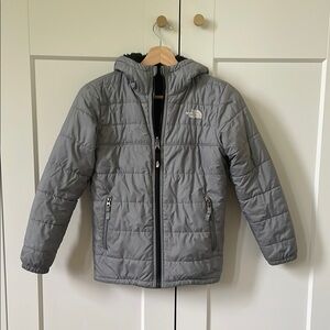 The North Face Gray Puffer Jacket with Hood